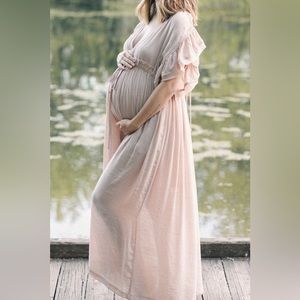 Pink Blush Light Pink Button Down Maternity Dress